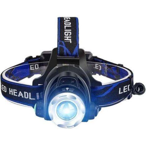 QORVA-Lampe Frontale LED, Rechargeable USB Phare LED Puissante Torche Frontale 3 Modes Eclairage,Zoomable,Réglable,Léger pour Course,Marche,Camping