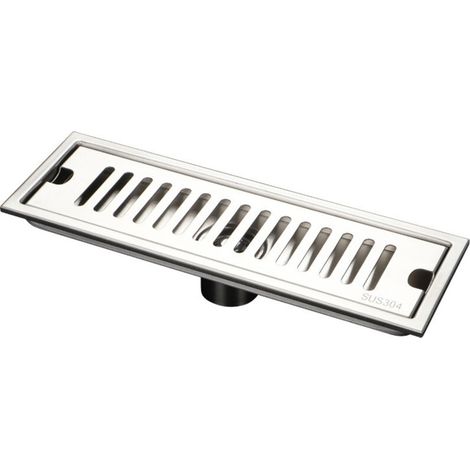 Siphon de Sol Rectangulaire, Long Drain de Douche en Acier Inoxydable Amovible avec Double Filtration 30cm pour Salle de Bain Cuisine Balcon (1/5)