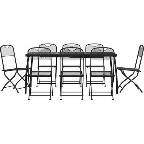 vidaXL Set da Pranzo da Giardino 9pz Antracite in Rete Metallica