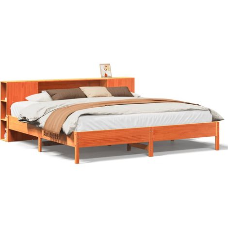 Maison Exclusive - Letto Libreria senza Materasso Marrone Cera 200x200 cm in Pino (1/5)