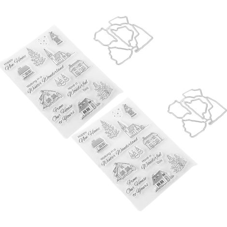 Deux tampons transparents à empreintes nettes, recyclables, de formes uniques et de styles variés, parfaits pour la création d'albums photo DIY. (1/5)