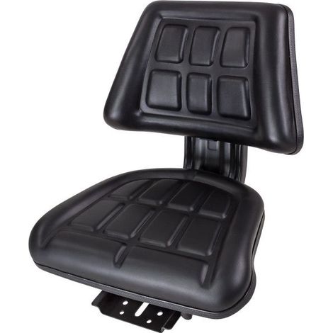 Dema – Siège d'atelier pour tracteur – Hauteur d'assise 160 mm – Dossier rembourré pour maintien – Similicuir noir résistant