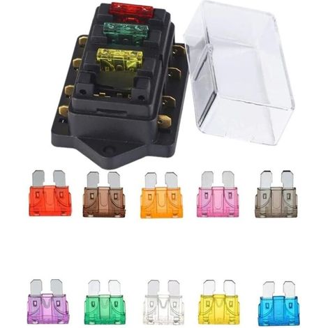 BH-4P 12V 24V 32V 4 Façon Standard Porte-fusible à Lame Boîte à Fusibles pour Bateau Camping Voiture et Autre Véhicule, avec Fusible 10 Lames (1/5)