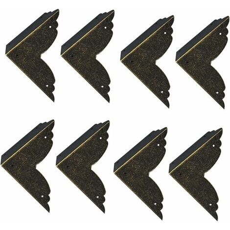 8 pièces Vintage Protecteur Décoratif d'angle en Fer protecteurs d'angle en métal pour Meubles De Protection d'angle De Meuble en Bronze pour Meuble et Boîte en Bois Coffret à Bijoux Bronze 707020mm,V (1/5)