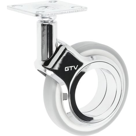GTV - Ruote per mobili GIRA  Ruote girevoli  Ruote per mobili  Senza freno  Diametro 75 mm  In plastica e acciaio  Cromato + grigio opaco (1/5)