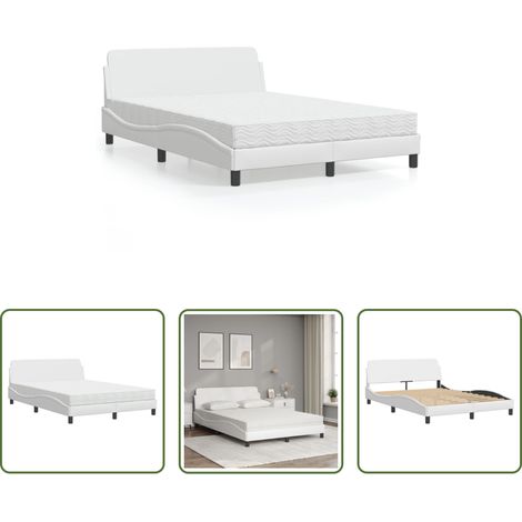 Matelas en mousse - Lit avec matelas Dover blanc 140x200 cm similicuir (1/5)