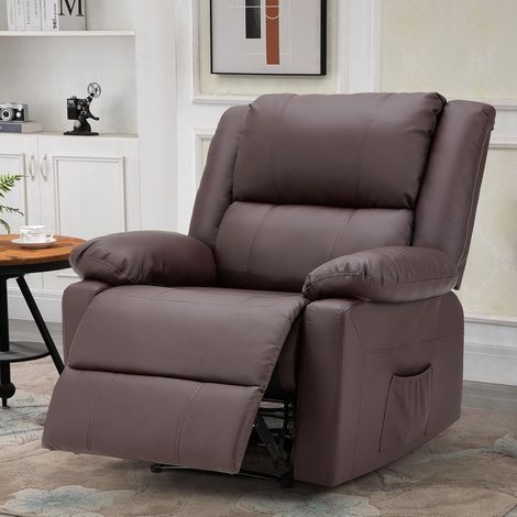 YODOLLA Fauteuil Individuel Moderne en Similicuir, Relaxant avec Fonction Inclinable, Supporte 150kg, Commande Manuelle, Marron (1/5)