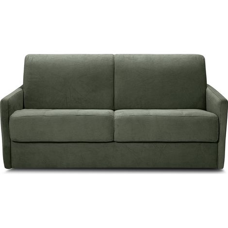 Canapé convertible 3 places en velours fines côtes vert - Ouverture express - Couchage quotidien - Matelas HD 140 x 190 - Sienne (1/5)