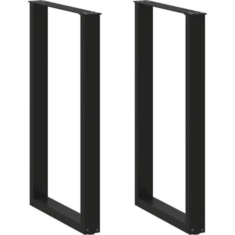 Pieds de table de bar en U, 2 pièces, noir, 60 x (100-101) cm, acier (1/5)