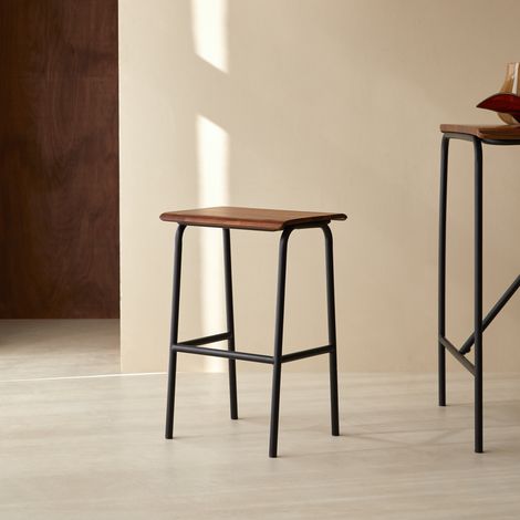 Tabouret haut en métal et bois de palissandre Talia (1/5)