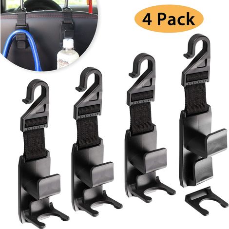 MINKUROW Ganchos Para Reposacabezas De Asiento Trasero De Automóvil, 4 Pcs Colgador De Reposacabezas De Asiento De Automóvil Organizador De Almacenamiento Portabotellas Para Monedero, Abrigos, Mochila (1/5)