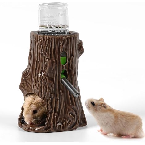Holzpflock, Wasserflasche, Hamster-Wasserspender, Keramik-Trinkbrunnenständer. (1/5)