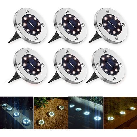 Set mit 6 eingelassenen und wasserdichten IP65-Solar-Außenstrahlern für die Gartengestaltung, Gehwege, Rasenflächen, Treppen und Terrassen (1/5)