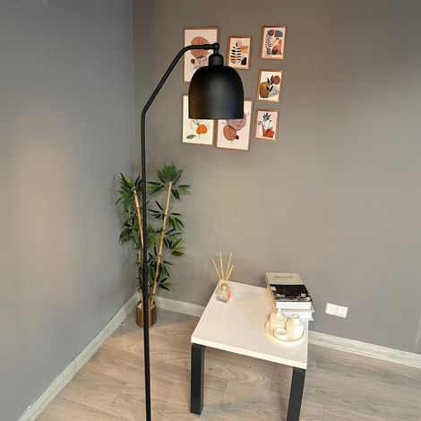 Lampadaire Noctra Métal Moderne E27 Largeur 30 cm Abat-jour Réglable Tablette Variateur (1/4)