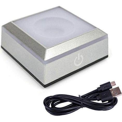 LED-Lampenfuß, Präsentationsständer, geeignet für Kristallglas-Präsentationsständer, induktiver Touch-Lampenfuß für Kristallkugeln, Silber (1/5)