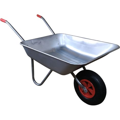 Samuel ALEXANDER 65 Litre 60kg Capacity Galvanised Metal Garden Cart Wheelbarrow - Heavy Duty Garden Wheelbarrows with Pneumatic Tyre (1/5)