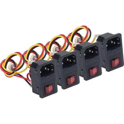 Interrupteur Rocker 3Pin IEC320 C14 avec Fusible et Voyant, Connecteur Alimentation AC250V 10A, Lot de 4 pour Imprimante 3D (1/5)