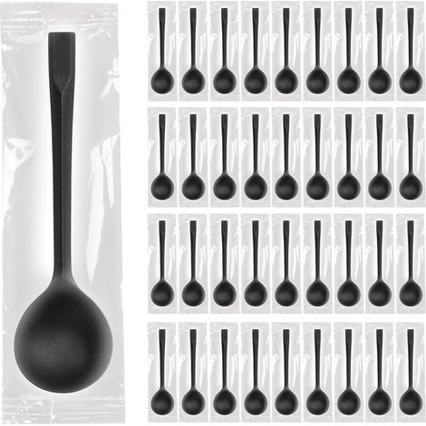 100 wiederverwendbare Löffel 14 3 cm hochharte schwarze Mini-Löffel Dessertlöffel Besteckschubladen perfekt für Geburtstage Picknicks Partys und (1/4)