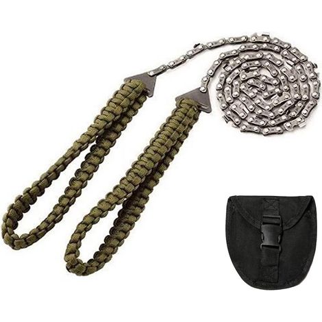 11-Zahn-Taschenkettensäge (68,5 cm) mit Paracord-Griff, Handsäge für Outdoor-Notfälle