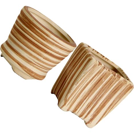 2pièces Pots De Fleurs Céramiques pour Plantes Succulentes Petit Pot Décoratif Strié Céramique Drainage Inclus pour Cactus Et Plantes De Bureau (1/5)
