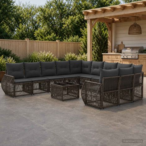Set Divano da Giardino 12 pcs Grigio e Grigio Scuro polyrattan vidaXL (1/5)