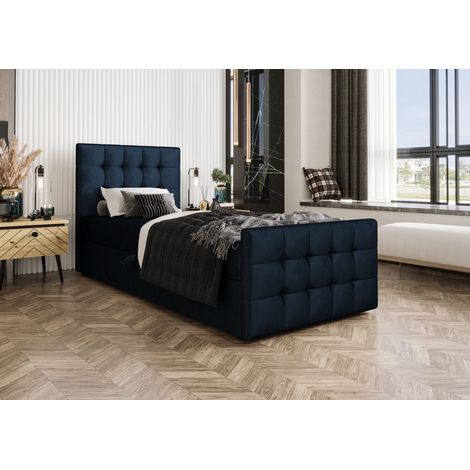 Lit Boxspring - Gris Foncé - 90x200 Cm - Lit Moderne - Lit Une Personne - Matelas À Ressorts Bonnell (1/5)