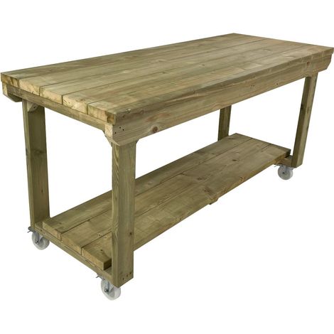 Wooden Super Heavy Duty Indoor / Outdoor Workbench, 5ft (150cm) With wheels