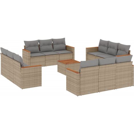 Maison Exclusive - 13-tlg. Garten-Sofagarnitur mit Kissen Beige P