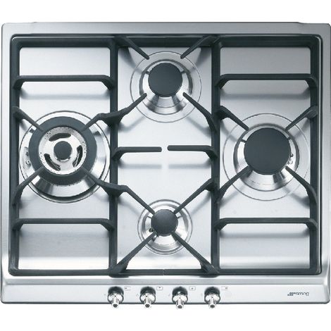 Placa a Gas Natural Superficie Acero inoxidable 60cm 4 Zonas SMEG