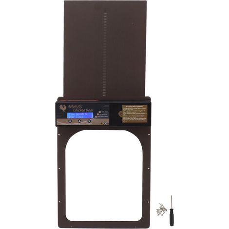 Automatische Hühnerstalltür mit Zeitschaltuhr, IP45 wasserdichtem LED-Bildschirm, batteriebetrieben, automatischer Türöffner für landwirtschaftliche Betriebe, kaffeebraune Farbe.