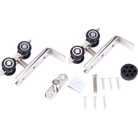2Pcs Roulette Suspendue Silencieuse Acier Inoxydable Rouleau Porte Coulissante Bois Quincaillerie Meuble (1/5)