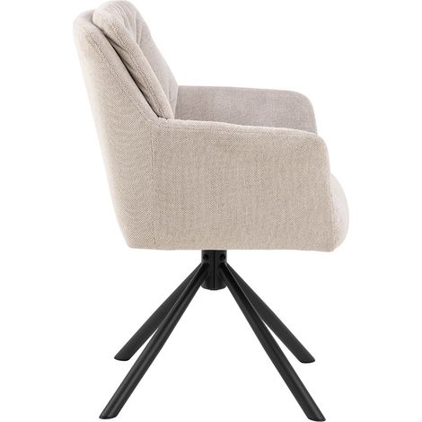 Alonso chaise de salle à manger avec accoudoirs tissu beige. (1/5)