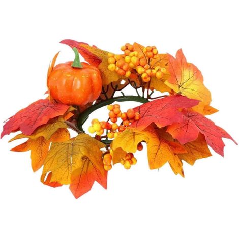 Couronne artificielle de bougies piliers, décoration automnale, style ferme, idéale pour Halloween et les centres de table de mariage.-with Pumpkin (1/5)