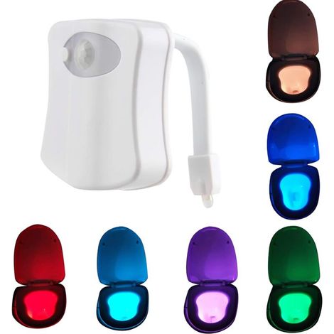 Luz nocturna para inodoro, 8 colores cambiantes, forma de cuerpo humano, sensor de movimiento, luz nocturna LED para baño, inodoro, para niños y adultos - Crezuo