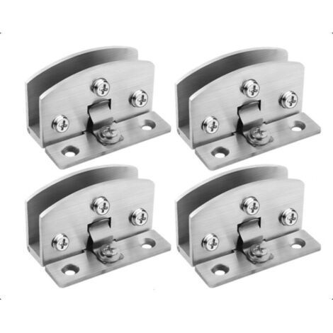 4pcs Adjustable Glass Hinges for 8-10mm Thick Glass Door, with Screws, Clear Films, Screwdriver (Silver) (1/5)