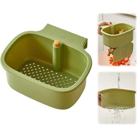 Passoire pour évier - Bouton pression - Robinet suspendu sans bavures - En silicone amovible - Pour le lavage et l'organisateur de cuisine (B2) (1/4)