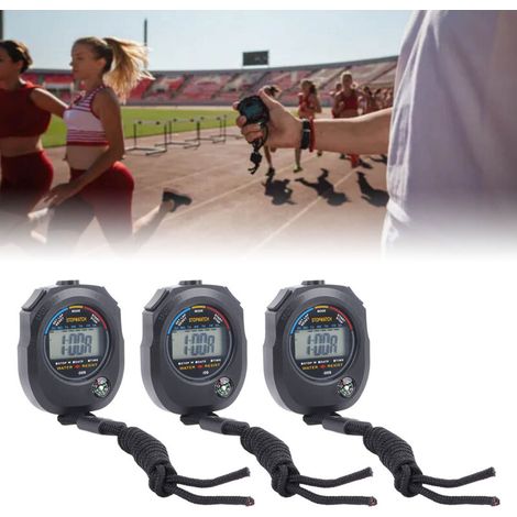 Chronomètre Sportif [Multifonction Chronomètre Sportif Haute Précision Etanche] 3 PCS Chronomètre Sportif Timer pour Course Natation Basketball AG13 Batterie 40mah (1/5)