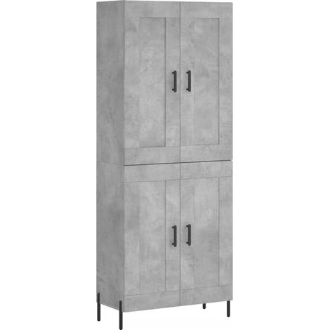 Buffet bahut commode armoire meuble de rangement organisateur cuisine salle de séjour salon haut 69,5 x 34 x 180 cm bois d'ingénierie gris