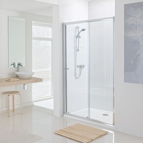 Lakes Sliding Shower Door 1200mm Chrome Alterna 1830mm For Alcove