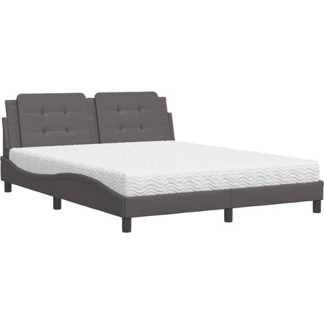 Maison Exclusive - Lit avec matelas Zadar gris 160x200 cm similicuir (1/5)