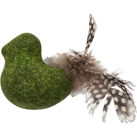 Jouet interactif pour Chat en Forme de Canard avec Plumes, stimule l'instinct de Chasse, Herbe à Chat intégrée, 4,9 cm, Vert/Brown (1/2)