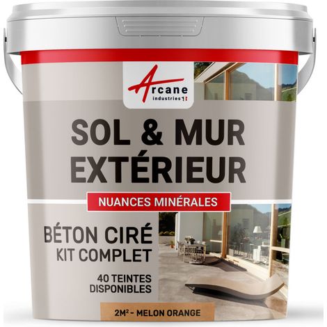BETON CIRÉ: KIT KUNSTHARZ-BETONBESCHICHTUNG FÜR DRAUSSEN - Böden, Wände, Terrassen, Balkone, Treppen - Melonen-Orange - 2 m²-Kit (2 Schichten)