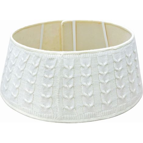 Collier de sapin de Noël tricoté : Anneau de sapin vertical en maille torsadée double crème, style bohème rustique, épais et moelleux. (1/4)