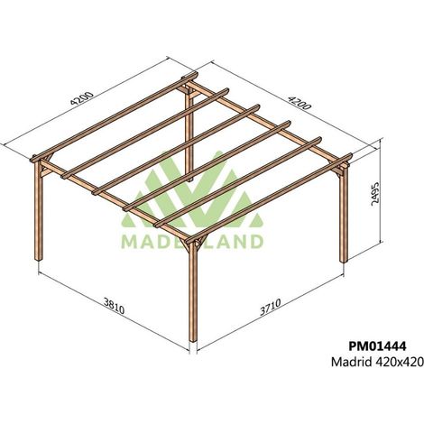 Pérgola de Madera Maciza Madrid (Maderland) - Gardeneas - 420 x 420 cm (1/3)