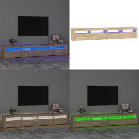 Meuble TV avec lumières LED Chêne sonoma 240x35x40 cm - Meuble Tv - Meuble Tv Led - Meuble Tv Avec Étagères - Meuble Tv Design - Meuble Tv Moderne - Home & Living (1/5)