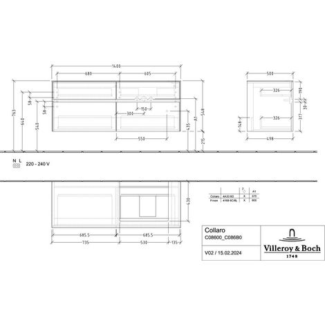 Villeroy & Boch C08600VM lavabo US Collaro C08600 1400x