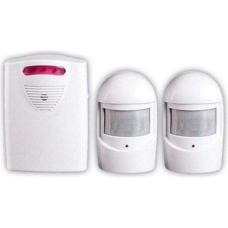 Systems Safety Alarm, 1 Receiver and 2 Detector of Movement PIR Resistant Weather for Yard / Garage / Barn,Kit Siren cordless for Port and Window Safety Protection Anti-vol (1/5)