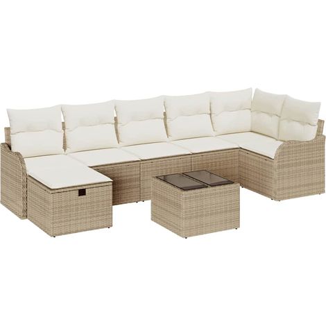 Maison Exclusive - Set di divani con cuscino Beige e Crema polyrattan