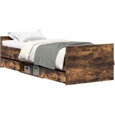 Maison Exclusive - Cadre de lit sans matelas chêne fumé 100x200 cm (1/5)