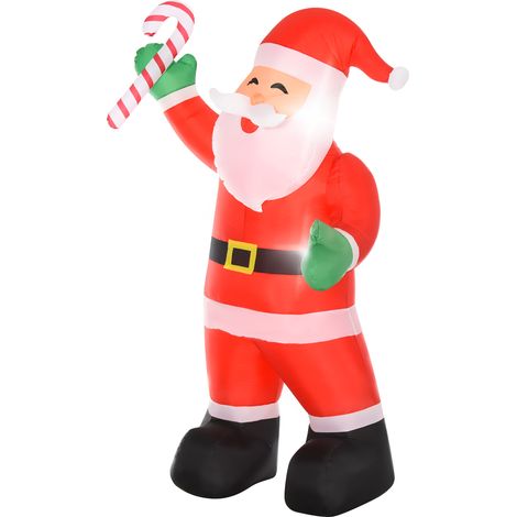 HOMCOM Babbo Natale Gonfiabile Altezza 243cm Bastoncino di Zucchero Luci a LED (1/5)